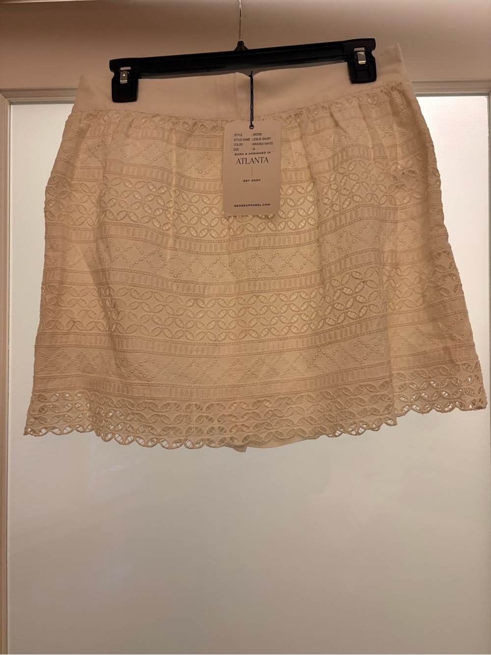 Edge Atlanta Cream Eyelet Lace Mini Skirt